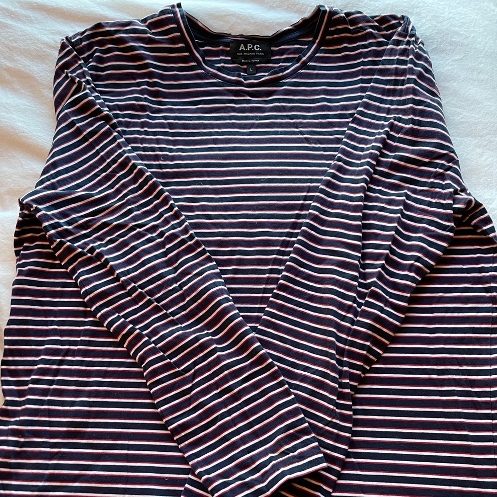 APC Red white and blue striped long sleeve shirt